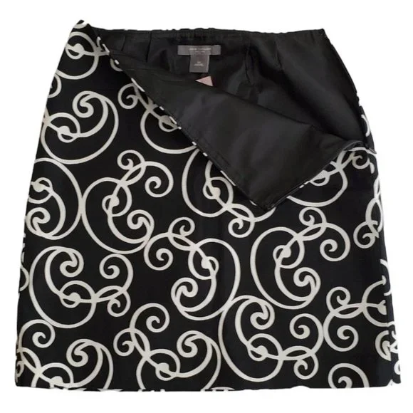 Ann Taylor Scrolling Swirls Short A-line Skirt | NWT | 0P | Black White - Picture 5 of 15